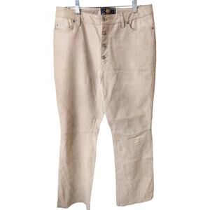 Vintage Route 66 Womens Size 12 Button Fly Leather Pants Tan High Waist